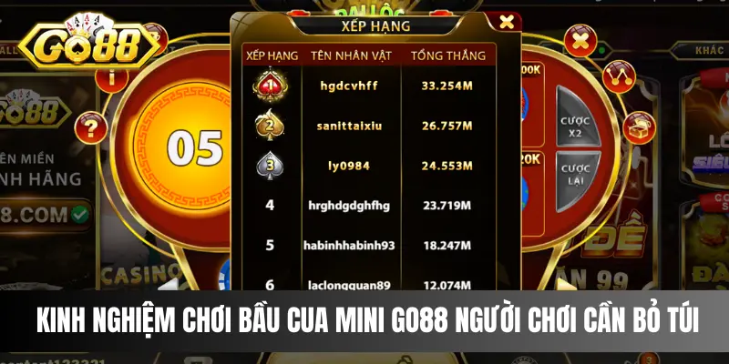 Kinh nghiệm chơi Bầu Cua Mini GO88 người chơi cần bỏ túi