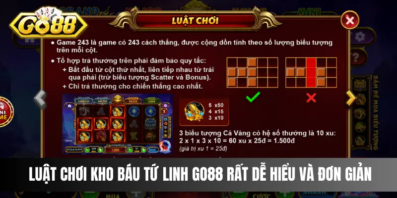 Luật chơi Kho Báu Tứ Linh Go88 rất dễ hiểu và đơn giản